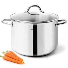 HOMICHEF Stock Pot 6 Quart Nickel Free Stainless Steel - 6 Qt Soup Pot With Lid and Handle - Small Cooking Pot 6 Quart - Ideal for Soup, Sauce, and Induction Cooking