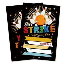 Ketsord Birthday Invitation Cards -glitterbowling ball party - 4"X6"Double-Sided Fill-In Style Invitation Cards With 20 Envelopes, glittering,Party Favors & Supplies(20 Pcs) - B11
