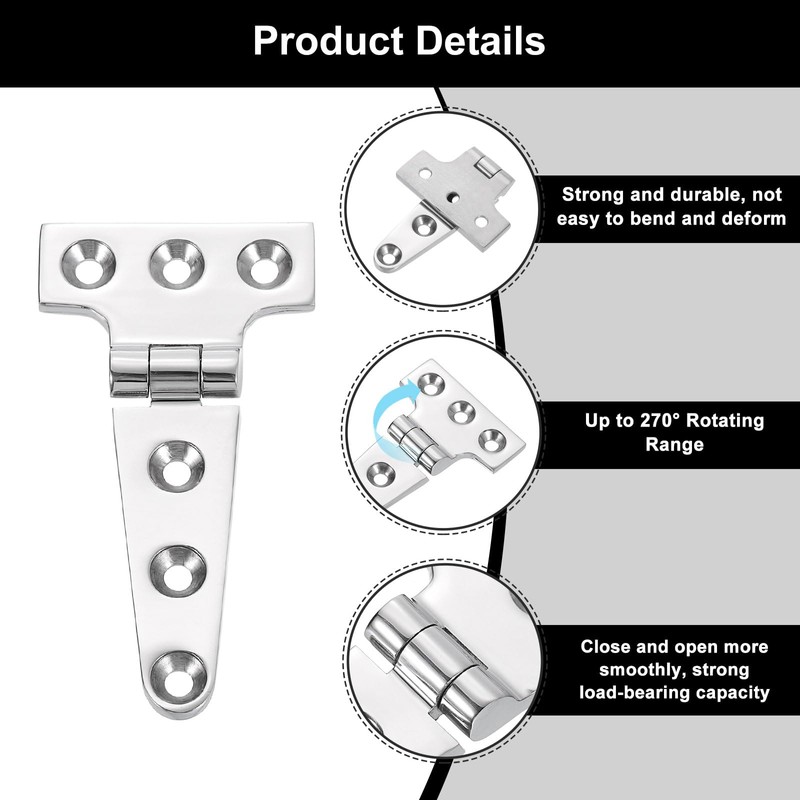sourcing map 2Pcs Heavy Duty t Hinges, Marine Grade t