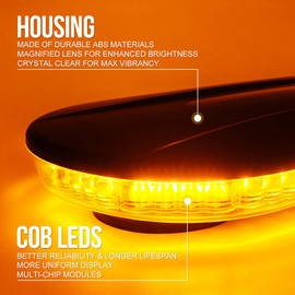 Xprite Amber COB LED Rooftop Strobe Beacon Lights Bar, Super Bright Warning Caution Snowplow Light 19 Flashing Patterns with Magnetic Base for Emergency Construction Vehicles Tow Trucks