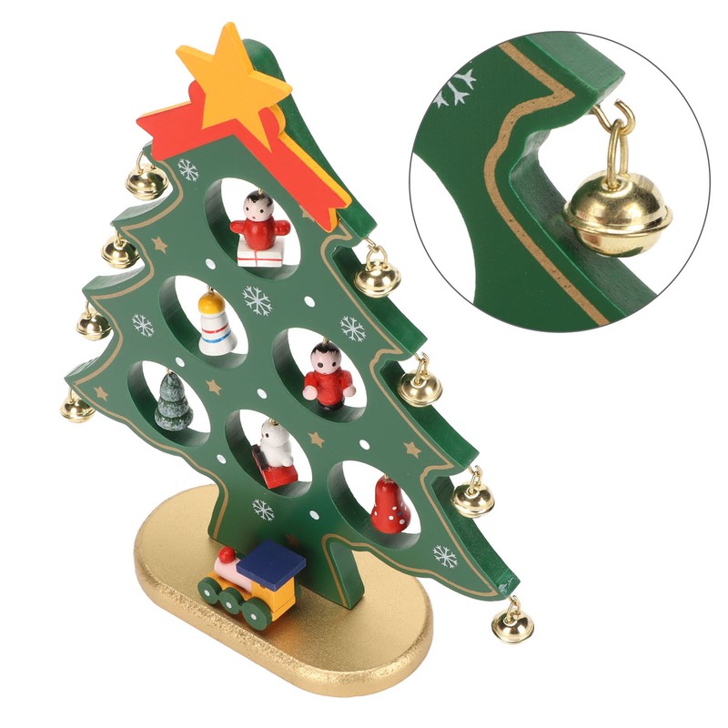Wooden Christmas Tree Desktop Ornament Shatterproof Safe Eco Friendly Wooden