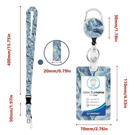 WJWINER ID Card Holder, ID Case with Strap, Ticket Case Children, Lanyard with Card Case, Bus Ticket Case Student, for Women, Teachers, Doctor, Student, Nurses (Wave Pattern)