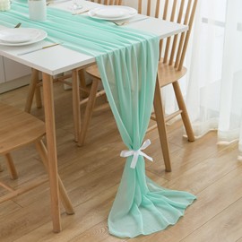 CHUQING Chiffon Table Runner 70 cm x 3 m Mint Green Table Collection Dining Table Decoration for Picnic Party Kitchen Wedding