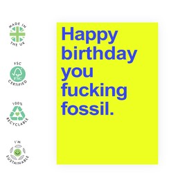 Central 23 Funny Birthday Card For Men And Women - “F**king Fossil” - Best Friend Birthday Card Funny - For Brother Sister Mom Dad 21st 30th 40th - 4.7 x 6.7 - Comes With Stickers