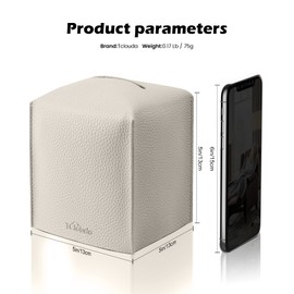 Tclouda Tissue Box Cover for PU Leather, Modern Simple Solid Color Holder Square Tissue Bag, Ideal for Bathrooms,Office,Car,Outdoor Tent,Dining Table,5"X5"X5", Double Off-White