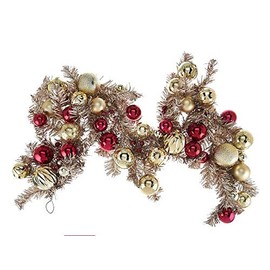 4' Red & Gold Vintage Ornament Garland Christmas Holiday Decorations