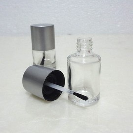 lasenersm 3 Pieces 10ml Empty Nail Polish Bottles with Brush Cylindrical Clear Glass Nail Polish Bottles Refillable Nail Polish Glass Bottles Containers for DIY Nail Art, Silver Lid