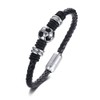 Men's Football Soccer Ball Charm on Braided Genuine Leather Bangle