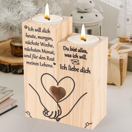 Ich Liebe Dich Geschenke für Männer Frauen, Seutgjie Süße Romantische Liebesgeschenke Kerzenständer Holz Personalisierte für Hochzeitstag Jahrestag Weihnachten Valentinstag