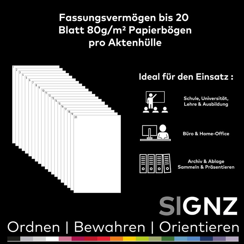SIGNZ Document Wallets (DIN A5, Extra Strong 120 My), Grained,