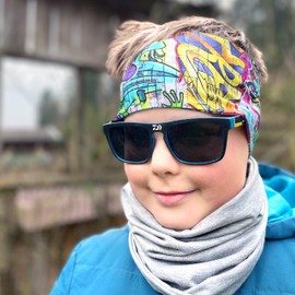 Wollhuhn Eco Girls/Women/Boys Cool Elastic Headband/Hair Band Comfortable Jersey Cotton Many Designs 21215155 (Graffiti Colourful)