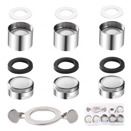 YIXISI 6 PCS M22 Female Thread + M24 Male Thread Faucet Tap Aerator, with Faucet Aerator Wrench and 6 Rubber Gaskets, Faucet Tap Aerators Nozzle, Tap Spout Aerator with Stainless Steel and ABS Filter
