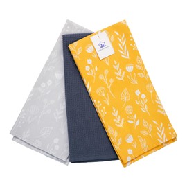 Tea towels for kitchen-Pack of 3 Cotton Linen Towels for Cooking, BBQ, and Dish Drying – Novelty Grill and Bake Towels – Perfect for Farmhouse Kitchens and Gifting-Floral Design