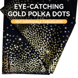 gogoparti Gold Polka Dots Black Tablecloth and Sequin Gold Table Runner for 6/8FOOT Rectangle Tables, 4Pack 54x108inch Polyester Table Cloth and 4Pack 30x108inch Table Runner