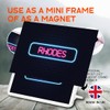 Classic Rectangle Magnet with Stand - Neon Sign Design Rhodes
