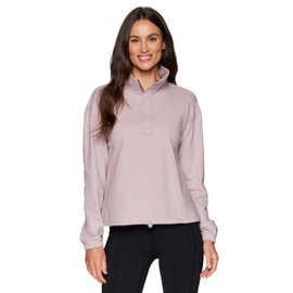 Avalanche Women's Everyday Lightweight 1/4 Zip Pullover Top Long Sleeve Tee with Drawstring Hem for Hiking, Workouts, Casual Wear Bungee Light Pink XS