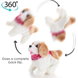 Liberty Imports Flip Over Puppy - Battery Operated Mechanical Jumping Little Pet Dog - Flipping Toy That Somersaults, Walks, Sits, Barks for Toddlers & Kids