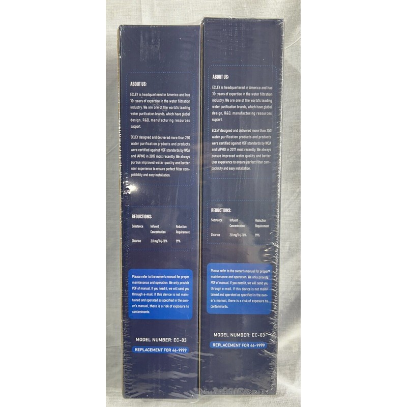 Filter Ecley Refrigerator Water Filter 2 Pack #EC-03 Filter Replacement