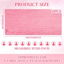 Cheesecloth Table Runner, Boho Rustic Gauze 120 inch 10FT Cheese Cloth Runner for Wedding Party Baby Shower Birthday Home Decor Holiday Decorations (Rosy Pink, 10ft x 6 Pack)