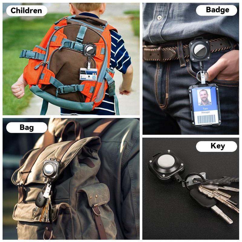 LIUGX Retractable Keychain for Airtag Holder, with Belt Clip, Badge