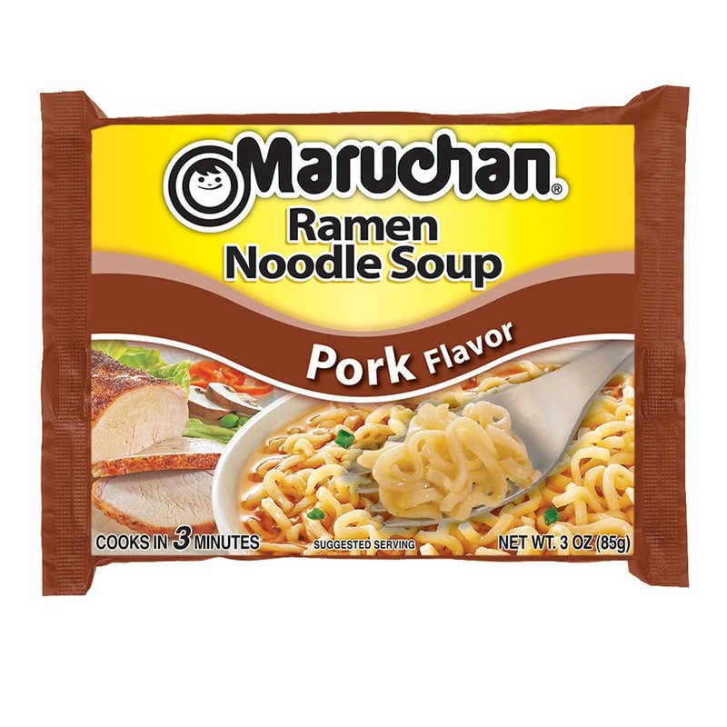 Maruchan Ramen Pork, Instant Ramen Noodles, Ready to Eat Meals,