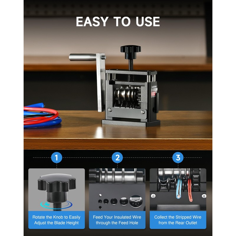 CREWORKS Manual Wire Stripping Machine, Drill Powered Wire Stripper Machine