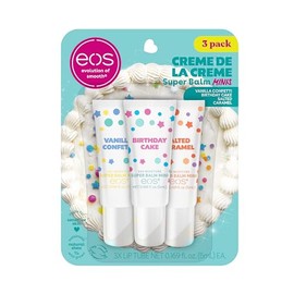 eos 24H Moisture Super Balm Minis - Crème de la Crème, Máscara Labial de Edición Limitada, Máscara Labial, Hecha para Piel Sensible, Manteca de Karité, Paquete de Variedad, 0.169 fl oz, 3 Unidades