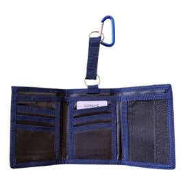 Lorenz Mens Slim Canvas Sports Wallet with Belt Hook - Navy Blue