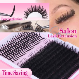 Lash Clusters Kit 100D Long Lash Spikes Lash Extension Kit Thick Eyelash Clusters Volume Individual Lashes Kit Mega D Curl Cluster Eyelash Extensions Kit DIY Spiky with Lash Bond and Seal by CORUSCATE