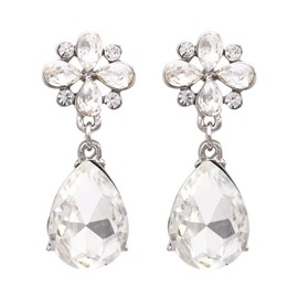 Rosemarie Collections Women's Flower and Teardrop Crystal Statement Earrings