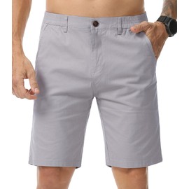 Zetieny Men's Cotton Chino Shorts Summer Cargo Short Regular Fit Lightweight, Light grey, 36
