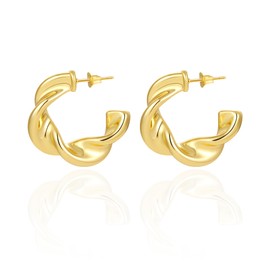 Dodocatie Gold Statement Earrings for Women，Chunky Gold Drop Earrings Fashion Geometric 14K Gold Plated Hoop Earrings Party Celebration Jewelry Gifts