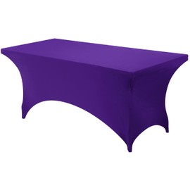 Utopia Kitchen Spandex Tablecloth 1 Pack [6FT, Purple] 200 GSM Tight, Fitted, Washable and Wrinkle Resistant Stretch Rectangular Patio Table Cover for Event, Wedding & Banquet [72Lx30Wx30H Inch]