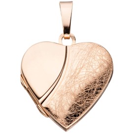 Jobo Women's Heart Locket 925 Silver Rose Gold Plated for Opening for 2 Photos, Silver