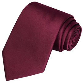 KissTies Mens Extra Long Tie 63'' Burgundy Red Solid Satin Ties For Big N Tall Men