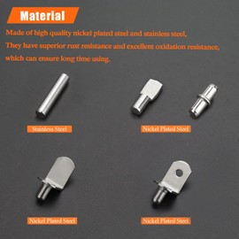 HELIFOUNER 86 Pieces 5 Styles Shelf Pins Kit, Nickel Plated Shelf Bracket Pegs, Cabinet Furniture Shelf Pins Support for Shelf Holes on Cabinets, Bookcases