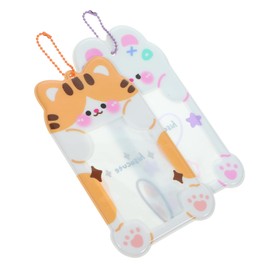 jojofuny 2pcs Clear Cartoon Card Holder Sleeve for Id Credit School and Office Cards Decorative Protector for Students Teachers and Office Employees Cat