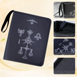 Cylvenor nine grid 360 pocket for yugioh card binder with cover - tcg binder for mtg, ptcg and card storage - durable card holder binder (black)