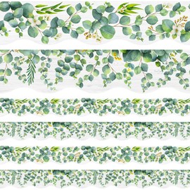 Eucalyptus Border Bulletin Board Classroom Boho Bulletin Wall Decor Trim Border Decor Wall Decals Border Tropical Leaves Greenery Wall Decoration (Vintage Style, 59ft)