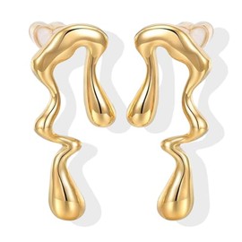 Gold Statement Earrings Irregular Waterdrop Earrings Trendy Earrings for Women 2024 Gold Liquid Jewelry Accessories for Girls