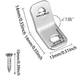 135 Degree Corner Brackets ITROLLE 20PCS 135 Degree Zinc Electro-Plate Finish Anti Inverted Iron Sheet Corner Joint Shelf Brackets Furniture Hardware with 40PCS Screws Corner Braces