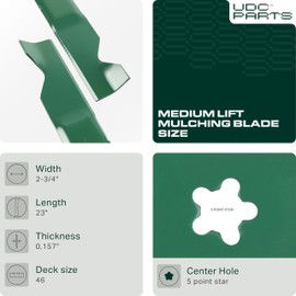 UDC Parts 405380 Medium Lift Mulching Blades 46 Inch / 2 Pack/Fits Husqvarna, Craftsman, Poulan Replaces OEM no. 532405380 PP21011