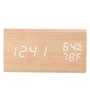 Triangular Digital Wooden Clock Time Date Temperature Humidity Display Alarm