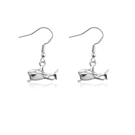 CENWA Tiny Shark Charm Jewelry Shark Earrings Shark Lover Gift Shark Dangle Earrings Beach Jewelry Beach Lover Gift, Metal, No Gemstone