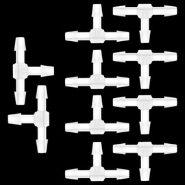 10 Pcs 1/8" Tee Fitting Plastic Hose Barb Splicer, 3 Way Equal Splicer Tee Connector Hose Barb Splitter Tees Tube Adapter Fittings for Air Line Aquarium T Connector