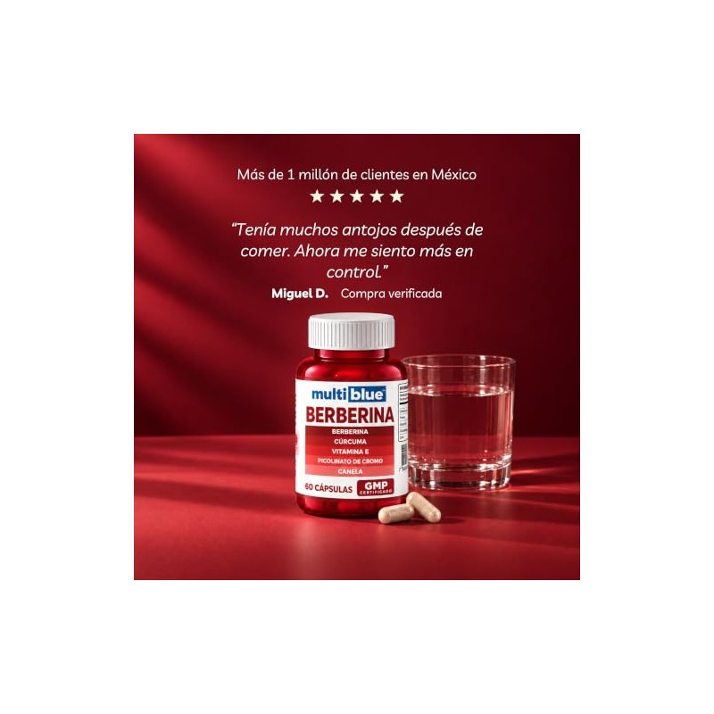 Berberina 60 Cápsulas | Suplemento Alimenticio con Vitamina E, Cúrcuma,