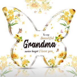 5-Inch Butterfly Acrylic Plaque,perfect Acrylic Plaque as Grandma Gifts,Grandma Birthday Gifts,Gifts for Grandma,Grandma Mothers Day Gift (Yellow, Grandma)