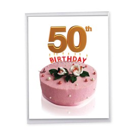 The Best Card Company - Big 50th Birthday Greeting Card (8.5 x 11 Inch) - Fun Milestone Bday Celebration, Group Notecard - Big Day 50 J7060FMBG