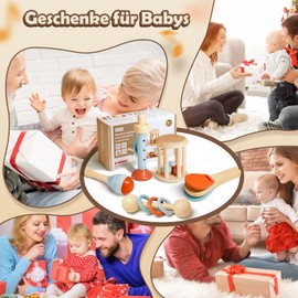 Arbolisse Arbolisse Montessori Baby Spielzeug 3 6 9 Monate, 5pc Holzspielzeug Spielzeug ab 1 Jahr, Montessori Spielzeug ab 6 Monate bis 1 Jahr, Baby Musikspielzeug Sensorisches Training lernspielzeug ab 1 Jahr