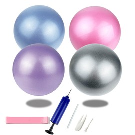 FYOURH Yoga Pilates Ball with Pump and Resistance Bands 9 inch Small Mini Soft for Exercise Home Workout Physical Therapy Women Violet